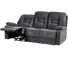 Beliani Trivietė sofa su elektrine relaksacijos funkcija BERGEN Velūras tamsiai pilka