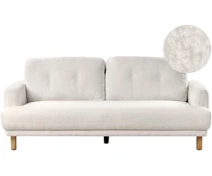 Beliani Trivietė sofa TUVE, balta boucle medžiaga