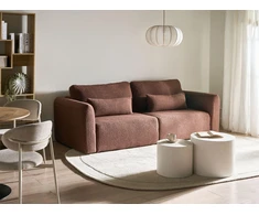 Beliani Trivietė sofa VAXHOLM Boucle ruda su daiktadėže