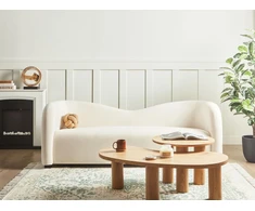Beliani Trivietė sofa VELTADA, veliūras, kreminė balta