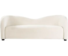 Beliani Trivietė sofa VELTADA, veliūras, kreminė balta