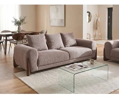 Beliani Trivietė sofa VINLIDEN, rudas „boucle“ audinys