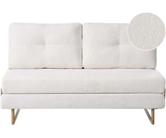 Beliani Tvivietė sofa lova JERSLEV Boucle, kreminės spalvos