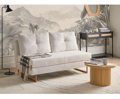 Beliani Tvivietė sofa lova JERSLEV Boucle, kreminės spalvos