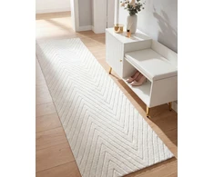 Beliani TWYNAM kiliminis takelis, laužyta balta, 80 × 300 cm