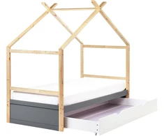 Beliani Vaikiška lova namelis ORGEVAL 90 x 200 cm su daiktadėže, pušies mediena, pilka