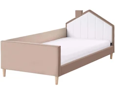 Beliani Vaikiška lova namelis veliūrinė KERVAN 90 x 200 cm šviesiai ruda