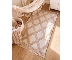 Beliani Vaikiškas kilimas PUNSARI šviesiai smėlio spalvos 60 x 90 cm medvilninis