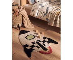 Beliani Vaikiškas kilimas VOYAGER smėlio spalvos / juodas 85 x 135 cm medvilninis