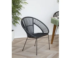 Beliani Valgomojo kėdė SARITA Rattan, juoda