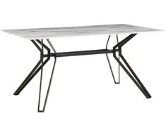 Beliani Valgomojo stalas BALLINA Baltas marmuras 160 cm 90 cm Grūdintas stiklas