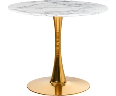 Beliani Valgomojo stalas BOCA marmuro imitacijos / auksinis 90 cm