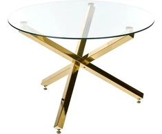 Beliani Valgomojo stalas BUTLER auksinis, 110 × 110 cm, grūdintas stiklas