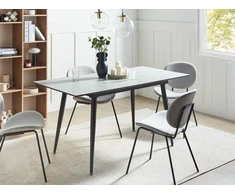 Beliani Valgomojo stalas EFTALIA baltas marmuras 120/150 cm 80 cm