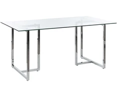 Beliani Valgomojo stalas ENVIA, sidabrinis, 160 × 90 cm, grūdintas stiklas