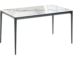 Beliani Valgomojo stalas JOLLEIN baltas marmuras 140 cm 80 cm stiklas