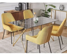 Beliani Valgomojo stalas KENTON juodo marmuro spalvos 140x80 cm grūdinto stiklo