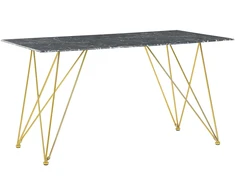 Beliani Valgomojo stalas KENTON juodo marmuro spalvos 140x80 cm grūdinto stiklo