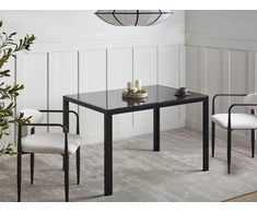 Beliani Valgomojo stalas LAVOS, juodas, 120 cm x 80 cm, grūdintas stiklas