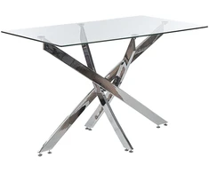 Beliani Valgomojo stalas MARAMO sidabrinis 120 cm 70 cm grūdintas stiklas