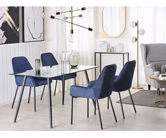 Beliani Valgomojo stalas MIDLAND juodas 140 cm 80 cm grūdintas stiklas
