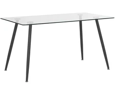 Beliani Valgomojo stalas MIDLAND juodas 140 cm 80 cm grūdintas stiklas