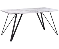 Beliani Valgomojo stalas MOLDEN marmuro imitacija / juodas 150 cm 80 cm