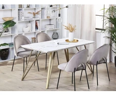 Beliani Valgomojo stalas MOLDEN marmuro imitacija/auksinis 150 cm 80 cm