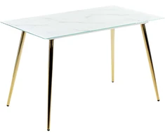 Beliani Valgomojo stalas MULGA marmuro imitacija/auksinis 120 cm 70 cm grūdintas stiklas