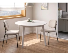 Beliani Valgomojo stalas ROXBY baltas 100 cm pušies mediena
