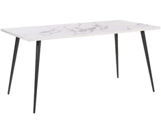 Beliani Valgomojo stalas SANTIAGO baltas marmuras 160 cm 80 cm