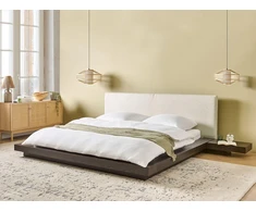 Beliani Vandeninė lova Boucle ZEN 180 x 200 cm tamsaus uosio spalvos