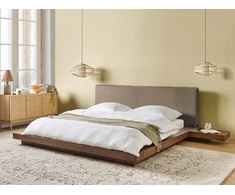 Beliani Vandeninė lova Boucle ZEN 180 x 200 cm, uosio ruda