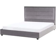 Beliani Vandeninė lova ROUEN, veliūras, 160 x 200 cm, tamsiai pilka