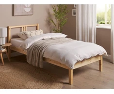Beliani VANNES pušies medienos lova 90 x 200 cm šviesiai ruda