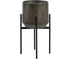 Beliani Vazonas ant kojelių ALDOVANDRA 34 cm, metalinis, juodas
