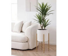 Beliani Vazonas su kojelėmis SOLDANELLA 35 cm, metalinis, baltas