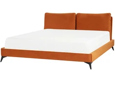 Beliani Veliūrinė lova MELLE 180 x 200 cm oranžinė