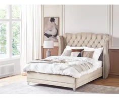 Beliani Velvetinė lova AYETTE 140 x 200 cm smėlio spalvos