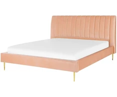 Beliani Velvetinė lova MARVILLE 180 x 200 cm persiko spalvos