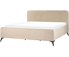 Beliani Velvetinė lova VALOGNES 180 x 200 cm smėlio pilkumo spalvos