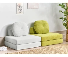 Beliani Vienvietė išskleidžiama sofa OLDEN, velvetas, kreminė balta