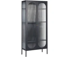 Beliani Vitrina „FOXTON“ su stikline spintele, 80 cm, metalinė, juoda