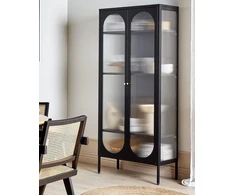 Beliani Vitrina „FOXTON“ su stikline spintele, 80 cm, metalinė, juoda