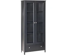 Beliani Vitrina su stikline dalimi NORNALUP 80 cm, juoda