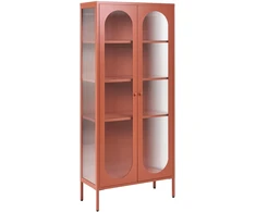 Beliani Vitrina su stikline spintele FOXTON Metal 80 cm, auksinė ruda