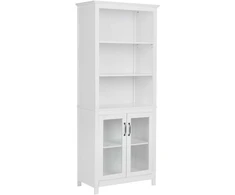 Beliani Vitrina su stikline spintele LUSBY 75 cm balta
