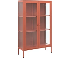 Beliani Vitrina su stikline spintele NASH metalinė 90 cm aukso ruda