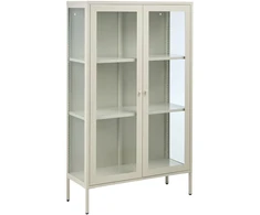 Beliani Vitrina su stikline spintele NASH Metal 90 cm šviesiai smėlio spalvos
