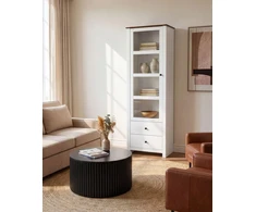 Beliani Vitrina su stikline spintele PIMBA 60 cm balta